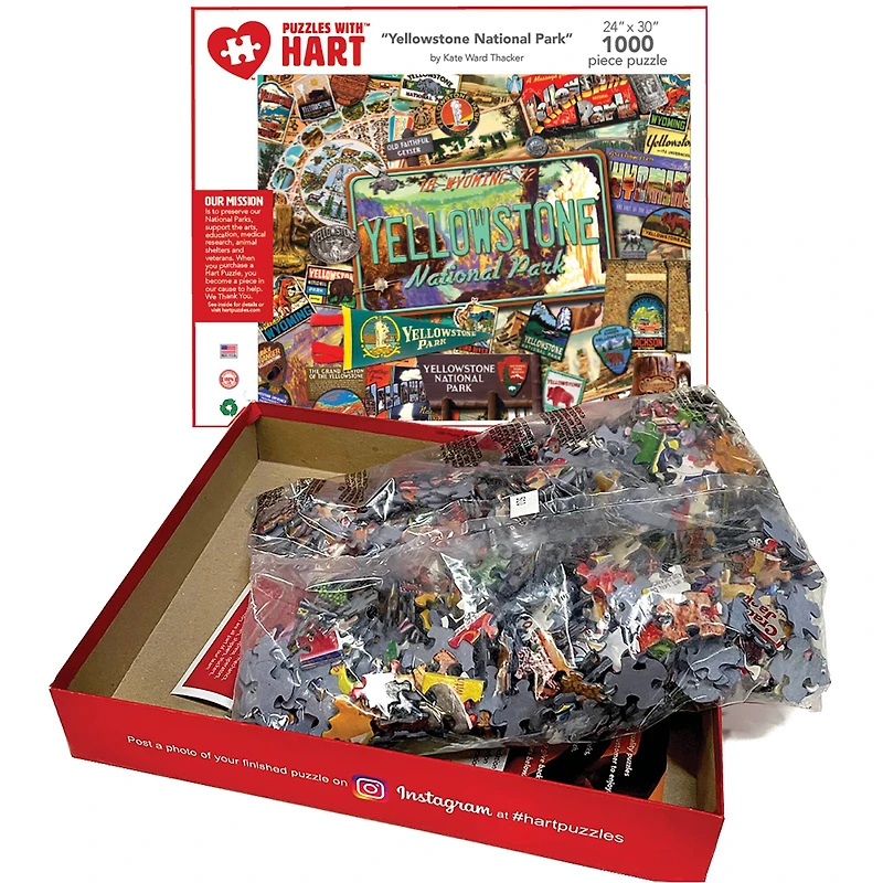 Hart Puzzles Yellowstone National Park by Kate Ward Thacker 1,000 Piece Jigsaw Puzzle