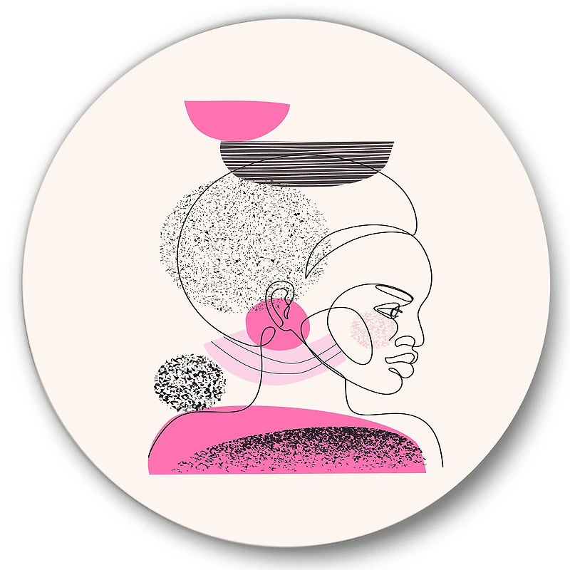 Designart - One Line Portrait of Afro American Women I