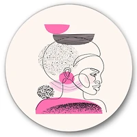 Designart - One Line Portrait of Afro American Women I