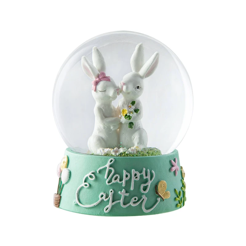 Glitzhome® 5" Easter Bunny Couple Waterglobe