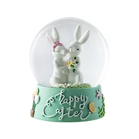 Glitzhome® 5" Easter Bunny Couple Waterglobe
