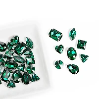 CousinDIY Silver Emerald Glass Sew-On Rhinestones, 48ct.