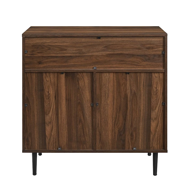 Walker Edison 32" Dark Walnut Modern Slanted Metal Door Accent Cabinet