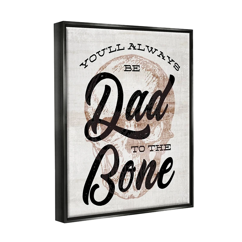 Stupell Industries Dad To The Bone Punny Skull Phrase Floater Framed Art