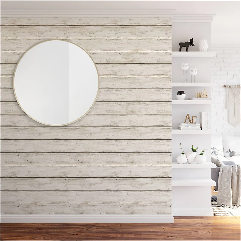InHome White Washed Plank Peel & Stick Wallpaper