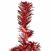 4ft. Pre-Lit Red Artificial Tinsel Christmas Tree, Clear Lights