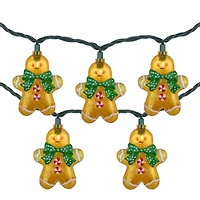 10ct. Gingerbread Man Christmas String Lights with Green Wire