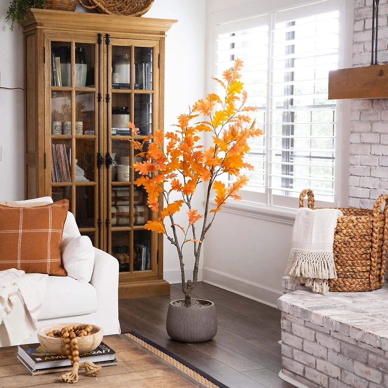 6ft. Orange Oak Artificial Potted Potted Tree
