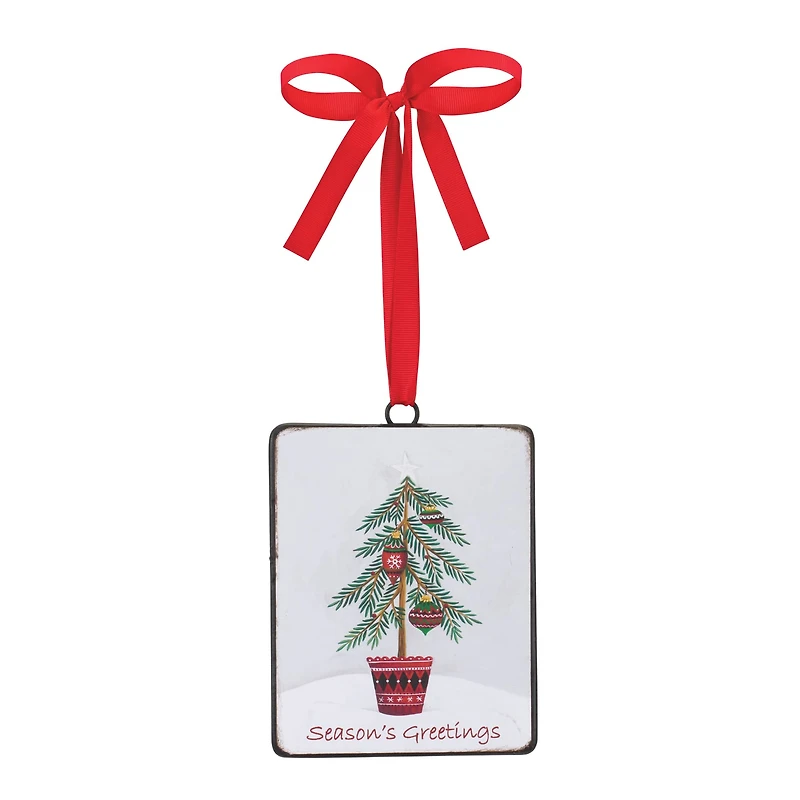12ct. Seasons Greetings Pine Tree Ornament