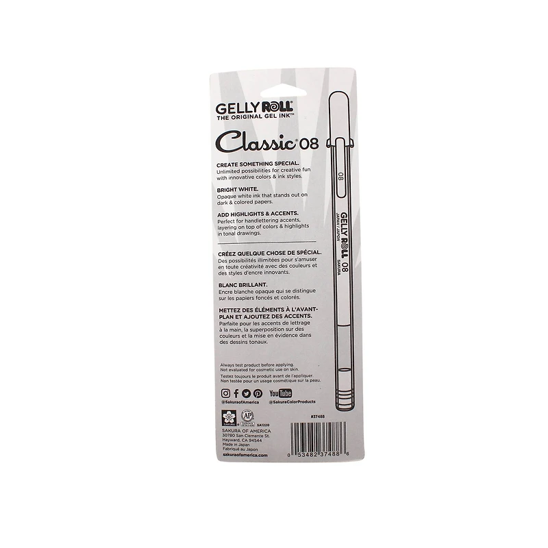 Gelly Roll® Classic® 08 Medium Bright White Ink Pens, 3ct.