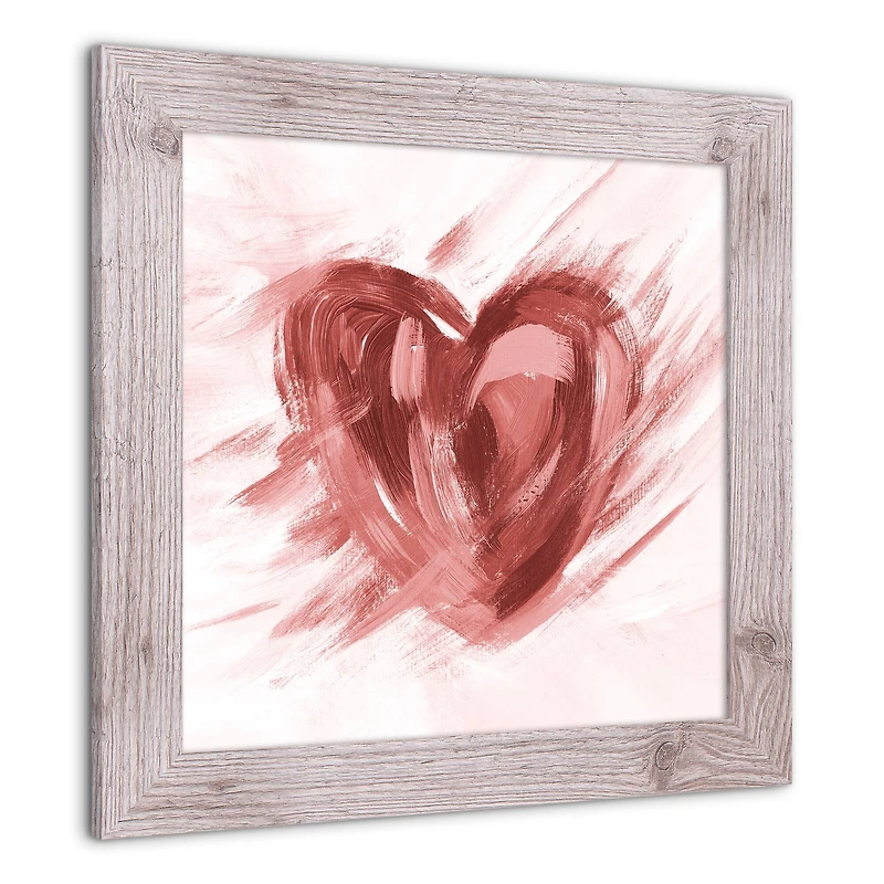 Abstract Painted Heart 16" x 16" Western White Framed Print