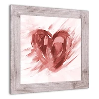 Abstract Painted Heart 16" x 16" Western White Framed Print