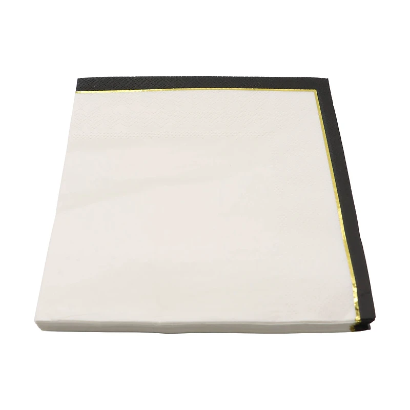 12 Packs: 20 ct. (240 total) Cream & Black Lunch Napkins by Celebrate It™