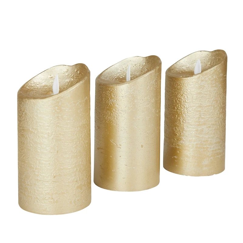 Gold Traditional Flameless Candle Set