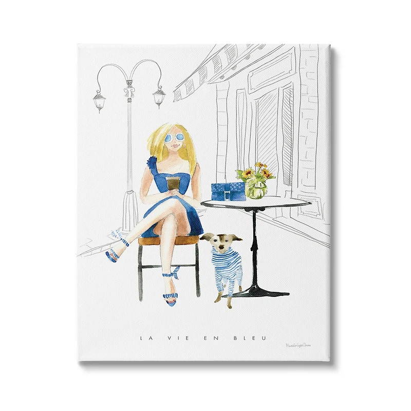 Stupell Industries La Vie En Bleu Parisian Glam Phrase Female Canvas Wall Art