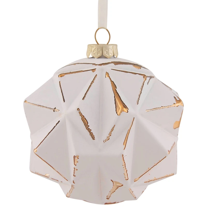 4" Pink & Gold Geometric Glass Ball Ornament
