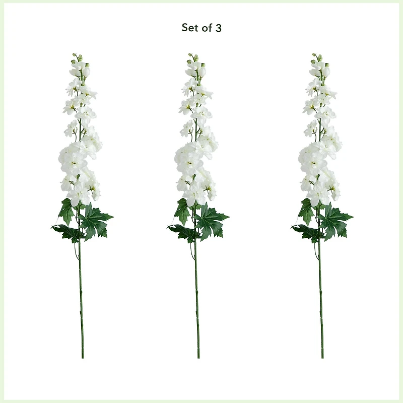 39" White Delphinium Flower Stems, 3ct.