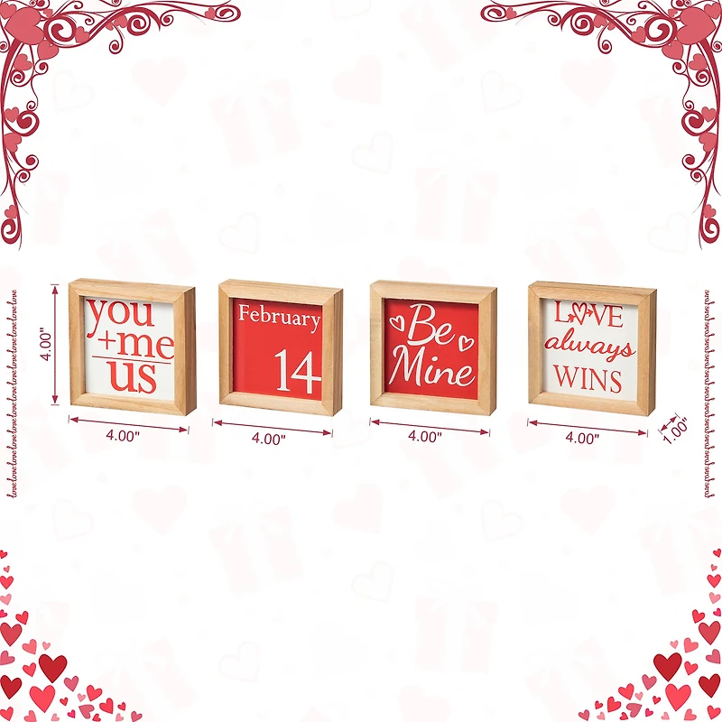 Glitzhome® 4" Valentine's Wooden Block Table Décor Set
