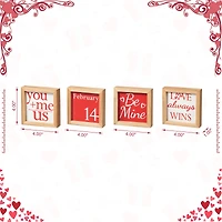 Glitzhome® 4" Valentine's Wooden Block Table Décor Set