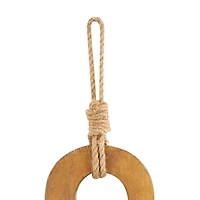 Whitewashed Brown Wood Anchor Wall Hook Set with 4 Bronze Hangers and Hanging Rope