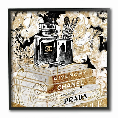 Stupell Industries Glam Designer Accessories Books Detail Wall Accent with Frame