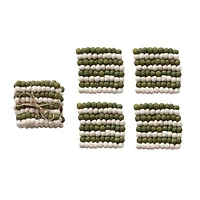 Hello Honey® 4" Cream & Green Handmade Wool Felt Ball Coasters, 4ct.