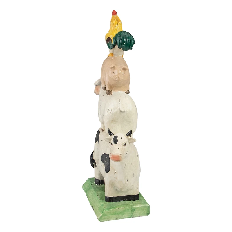 11.5" Stacked Farm Animals Outdoor Garden Statue