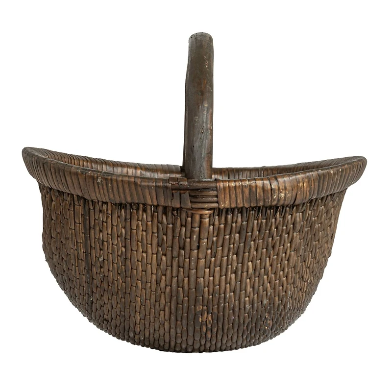 Hello Honey® 14" Brown Antique Finish Hand-Woven Wicker Basket