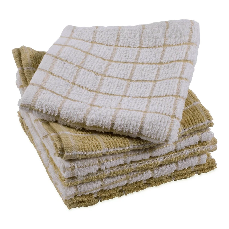 DII® Pebble & White Windowpane Terry Dishcloths, 6ct.