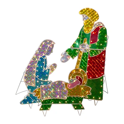 3-Piece Lighted Holographic Christmas Nativity Set Outdoor Decoration