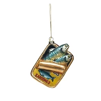 Hello Honey® 4.25" Hand-Painted Glass Sardines in Can Ornament with Glitter