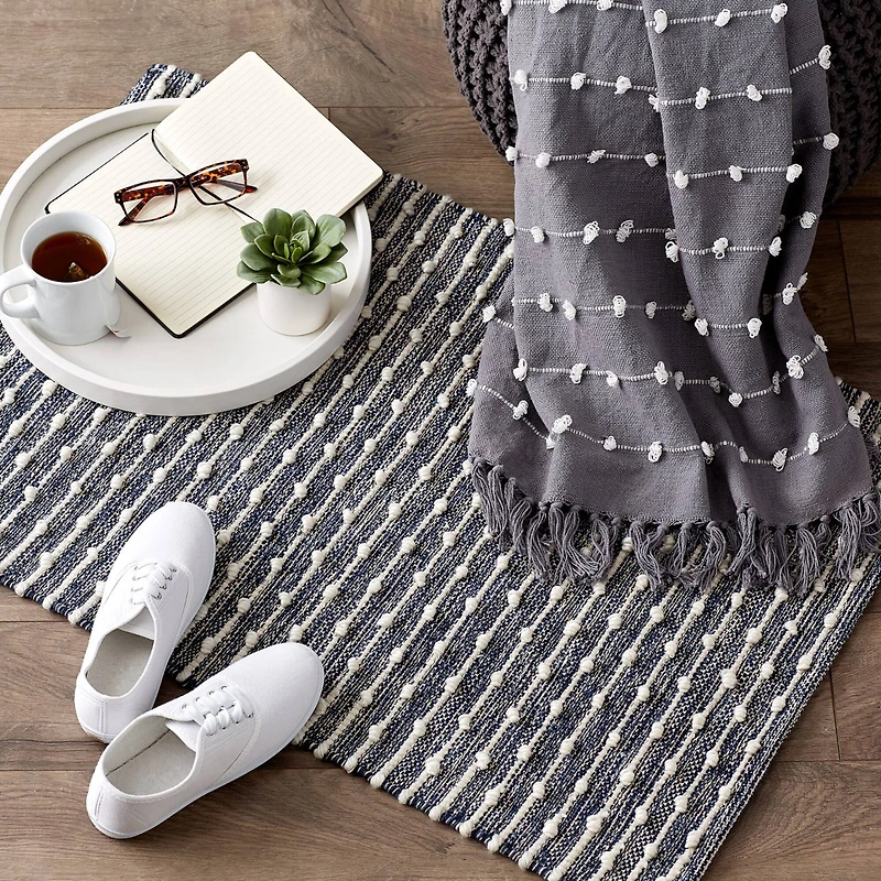 DII® French Blue Recycled Cotton Loop Rug, 2ft. x 3ft.