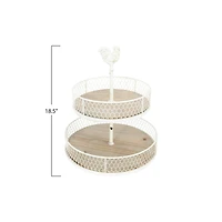 Hello Honey® 18.5" 2-Tier Wood & Metal Round Trays With Rooster Top