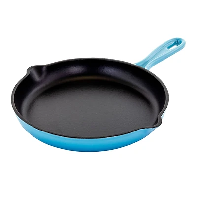 MegaChef Round 10.25" Blue Enameled Cast Iron Skillet