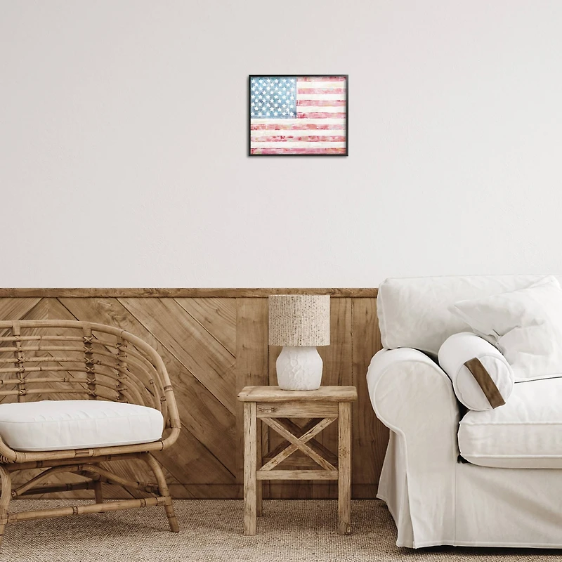 Stupell Industries Patriotic Brushed Flag Framed Giclee Art