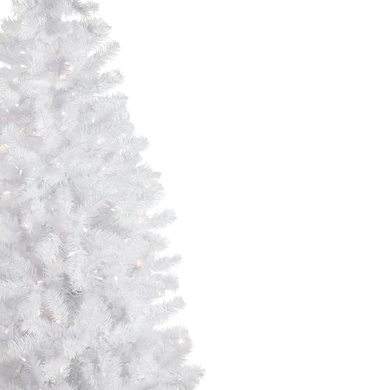 7.5ft. Pre-Lit White Georgian Pine Pencil Artificial Christmas Tree, Warm White LED Lights