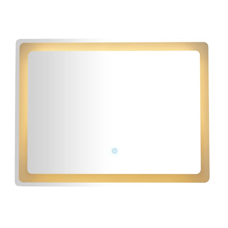 Clear Glass Modern LED Mirror, 32" x 1" x 24"