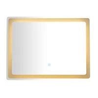 Clear Glass Modern LED Mirror, 32" x 1" x 24"