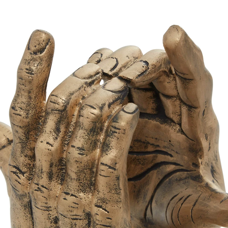 Gold Aluminum Traditional Abstract Sculpture, 11" x 9" x 6"