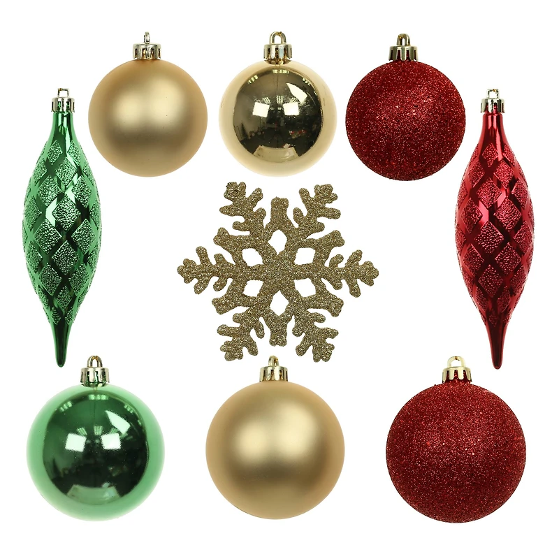 34 Pack Red, Green & Gold Shatterproof Ornaments by Ashland®