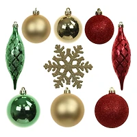 34 Pack Red, Green & Gold Shatterproof Ornaments by Ashland®