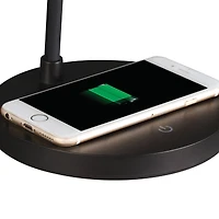 OttLite Wellness Series 17" Black Shine LED Desk Lamp with Wireless Charging