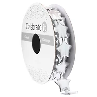 5/7" x 3yd. Silver Metallic Star Ribbon by Celebrate It® Classic