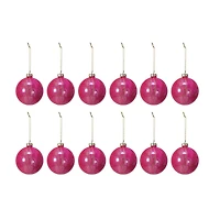 Hello Honey® 12 Pack 3" Pink Glitter Glass Ball Ornaments