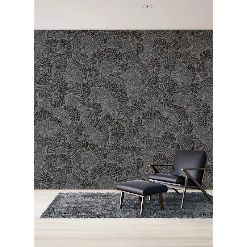 Katie Hunt Charcoal Gray Petals Wall Mural