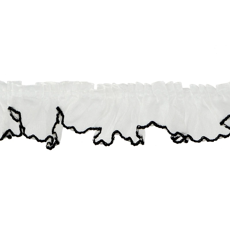 1.62" Black & White Organza Ruffled Trim by Celebrate It®