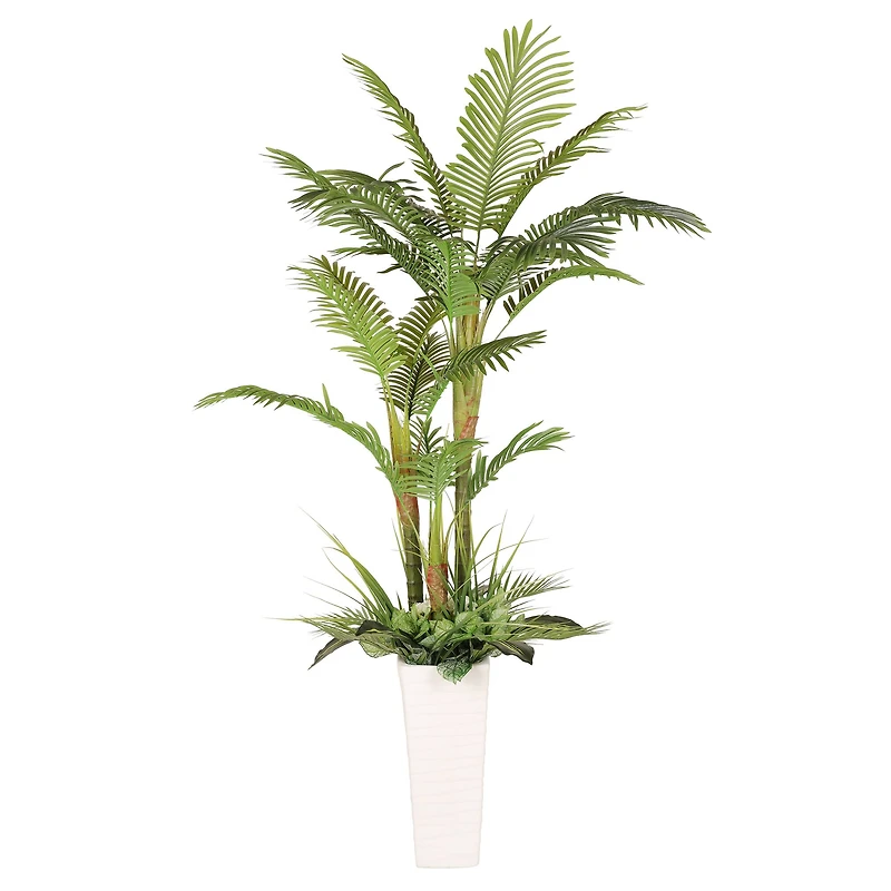 6ft. Artificial Areca Palm Tree in White Decorative Pot
