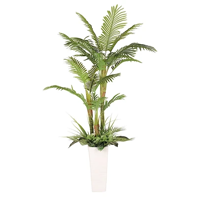 6ft. Artificial Areca Palm Tree in White Decorative Pot