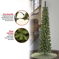 6ft. Pre-Lit Nooksack Fir Pencil Artificial Christmas Tree, Warm White LED Lights