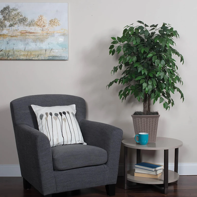 4ft. Artificial Ficus Bush with Black Plastic Pot